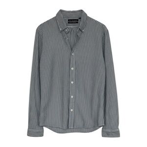 Saks Fifth Avenue Striped Button Down Shirt Women’s Large Grey White